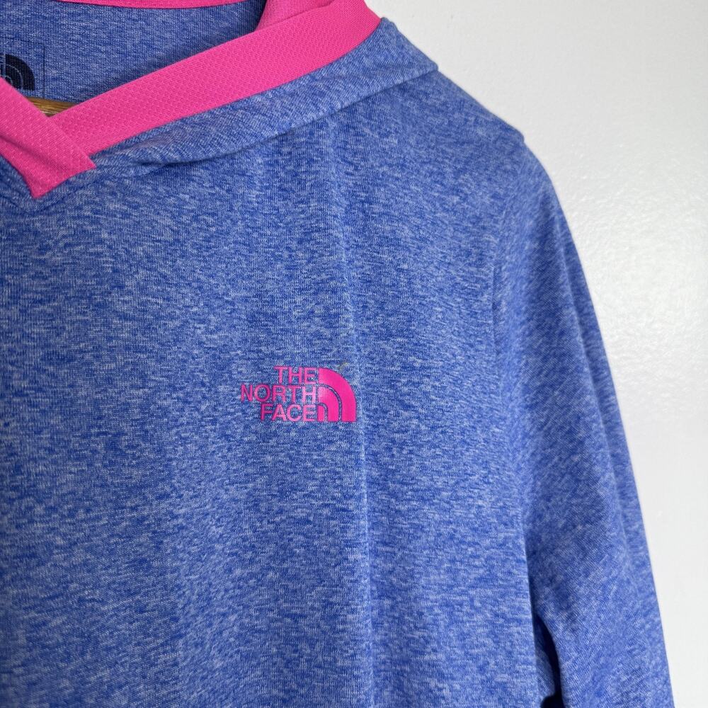 North Face Hoodie Womens Large Blue Pink FlashDry Thumbholes Lightweight